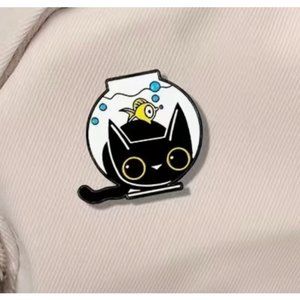 Cartoon Animal Pin Black White Cat Enamel Pin Clothes Bag Metal - Perfect Gift!